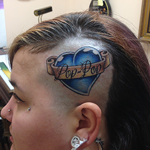 MJ Bonanno - Pop-pop Heart Tattoo on Head